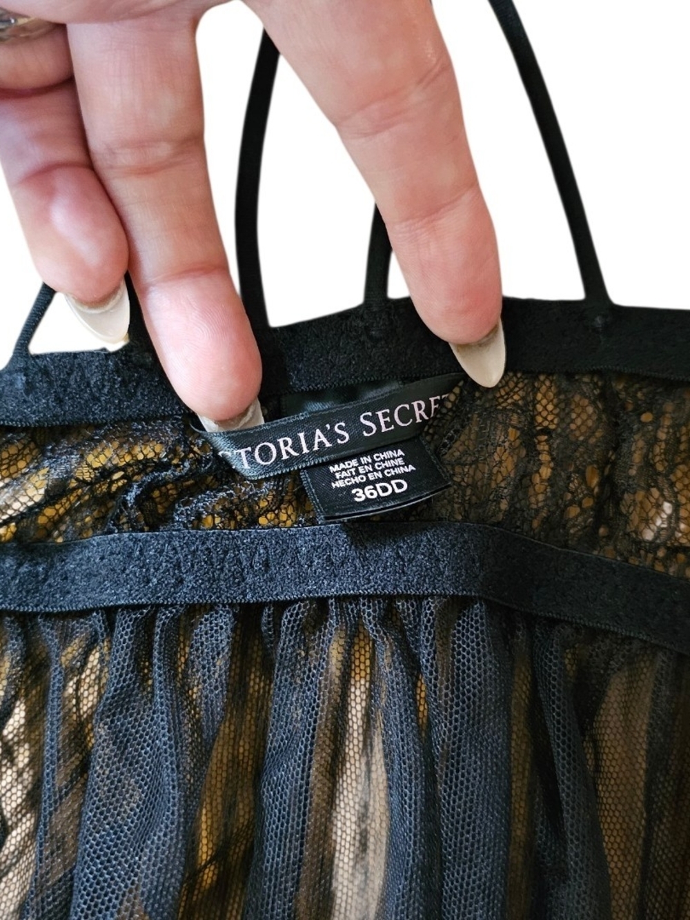 Victoria's Secret 36DD Black Lace Babydoll Chemise Teddy Lingerie - Picture 5 of 5